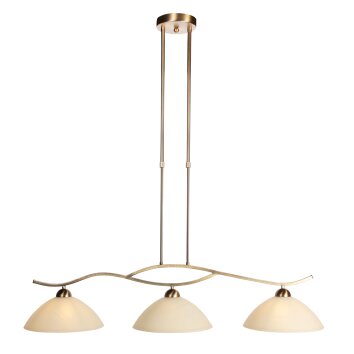 Steinhauer Anthea 3-flammige Pendelleuchte im Balken-Design in Bronze mit cremefarbenen Glasschirmen