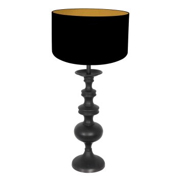 Steinhauer Lyons orientalische Tischlampe aus Holz mit gold-schwarzem Stoffschirm