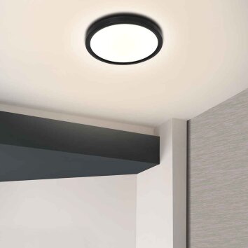 Steinhauer Luminix runde flache dimmbare LED Deckenleuchte mit weißem Schirm IP44