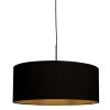 Steinhauer Sparkled Light Esstisch-Pendelleuchte schwarz mit goldfarbenem Stoffschirm, dimmbar