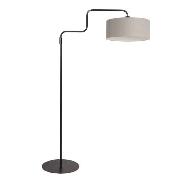 Steinhauer Bloeba Bogenstehlampe, dimmbar, mit grauem Stoffschirm fürs Wohnzimmer