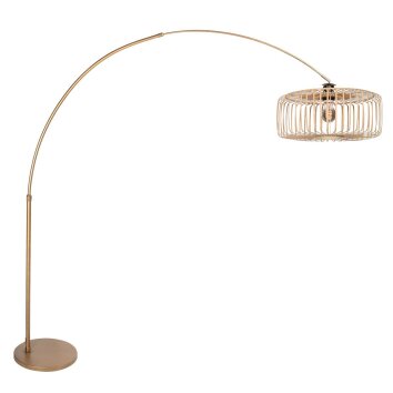 Steinhauer Sparkled Light verstellbare Bogenstehlampe mit braunem Holzschirm, Bronze
