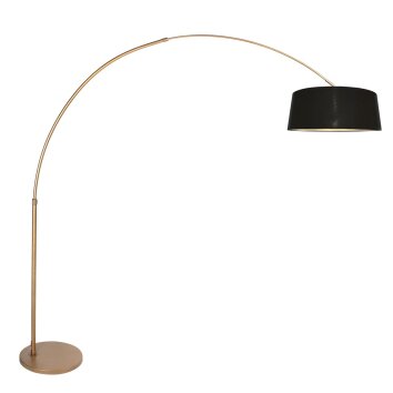 Steinhauer Sparkled Light Bogenstehlampe Bronze mit gold-schwarzem Stoffschirm