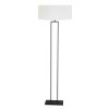 Steinhauer Stang klassische dimmbare Stehlampe mit weißem Stoffschirm und Metallgestell