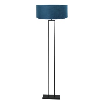 Steinhauer Stang dimmbare Stehlampe mit blauem Schirm, E27 und Metallgestell