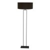 Steinhauer Stang moderne Wohnzimmer-Stehlampe dimmbar mit goldfarbenem Stoffschirm