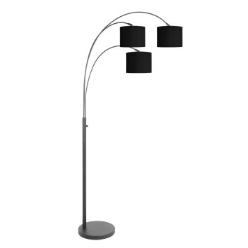 Steinhauer Sparkled Light Bogen-Stehlampe 3-flammig mit gold-schwarzen Stoffschirmen, E27