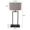 Steinhauer Stang rechteckige Tischlampe E27 mit grauem Stoffschirm, dimmbar, klassisch