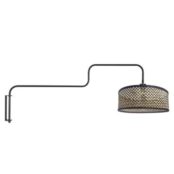 Steinhauer Bloeba moderne verstellbare Wandlampe mit naturfarbenem Holzschirm