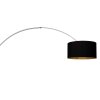 Steinhauer Sparkled Light Bogen-Wandleuchte Silber mit gold-schwarzem Stoffschirm
