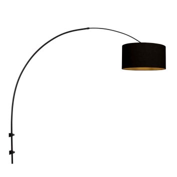 Steinhauer Sparkled Light Bogen-Wandleuchte mit goldfarbenem Stoffschirm