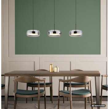 Globo Livion LED Hängeleuchte für Esstisch mit rauchfarbenem Glasschirm modern