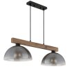 NOWA Romy 2-flammige Holzbalken-Pendelleuchte 85 cm aus Eichenholz für Esstisch