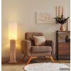 Globo Jannie braune Holz-Stehlampe 140,3 cm mit naturfarbenem Stoffschirm E27
