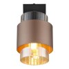Globo Milley Wandspot mit Schalter, bernsteinfarbener Glasschirm mit bronzefarbenem Metallschirm, E27 40 Watt IP20