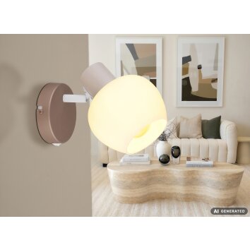 Globo Eileen Wandleuchte Wandspot mit Schalter, weißem Glasschirm, E27, 40 Watt