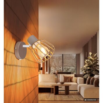 Globo Olin braun-chromfarbener Wandspot mit Gitterschirm, E27, IP20