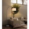 Globo Thea Bogenstehlampe für Wohnzimmer mit cremefarbenem Stoffschirm, modern