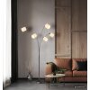 Globo Thea 5-flammige Stehlampe mit cremefarbenen Stoffschirmen, modern