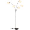 Globo Thea 5-flammige Stehlampe mit cremefarbenen Stoffschirmen, modern