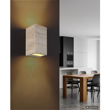 Globo Rojas LED eckige Travertin Steinoptik Wandleuchte Up and Down 3000 K 575 lm 6 W