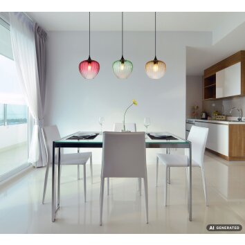 Globo Solveig moderne Esszimmer-Hängeleuchte 3-flammig mit Glasschirmen 119 cm