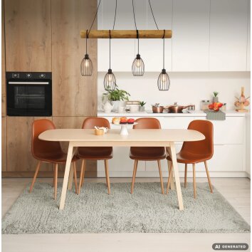 Globo Berti 4-flammige Holzbalken-Hängeleuchte mit Metallkäfig Industrial E27 IP20