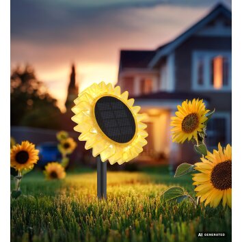 Globo ILIOS LED gelbe Solarleuchte Sonnenblume mit Erdspieß 3000 Kelvin 6 Watt IP44