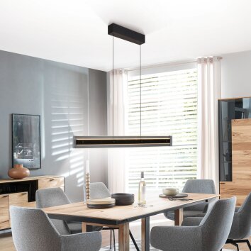 SCHÖNER WOHNEN-Kollektion LENA LED längliche Esstisch-Pendelleuchte 105 cm Rauchglas