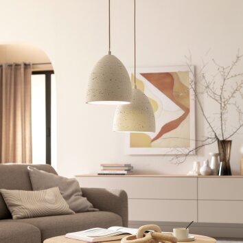 SCHÖNER WOHNEN-Kollektion TRAVENTA Pendelleuchte beige E27 Beton Travertin 21 cm