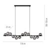 SCHÖNER WOHNEN-Kollektion DUBAI LED Balkenpendelleuchte 13-flammig rauchfarbenes Glas 3000 Kelvin 350 Lumen 3 Watt Länge 118 cm