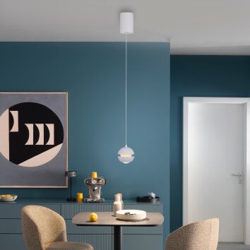 SCHÖNER WOHNEN-Kollektion LINI LED weiße Kugel-Pendelleuchte mit klarem Glasschirm, 3000 K