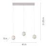 SCHÖNER WOHNEN-Kollektion LINI LED 3-flammige weiße Esstisch-Pendelleuchte aus Glas, Länge 60 cm