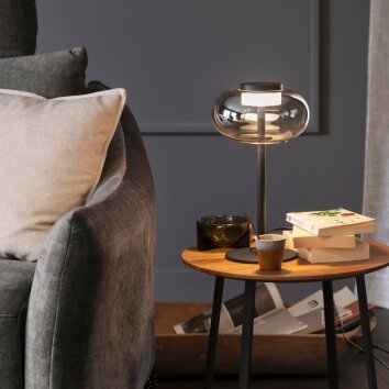 SCHÖNER WOHNEN-Kollektion SIA moderne LED Tischleuchte rauchfarbener Glasschirm