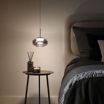 SCHÖNER WOHNEN-Kollektion SIA LED Rauchglas-Pendelleuchte fürs Schlafzimmer 20 cm