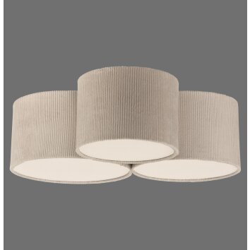 Leuchten Direkt Deckenleuchte DURO, 3 gerippte Schirme in Beige, 3000 Kelvin warmweiß