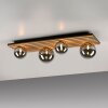 Just Light Flur-Deckenleuchte GERDA mit Holzlamellenplatte und rauchfarbenen Schirmen