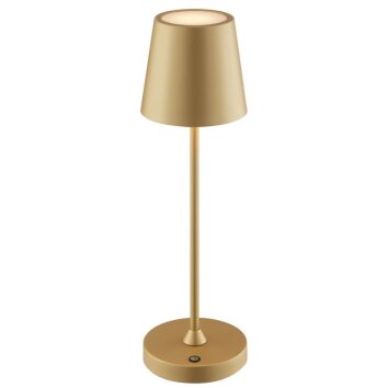 Brilliant Moderne LED Tischleuchte Elora, konischer Goldschirm, 2700 Kelvin warmweiß