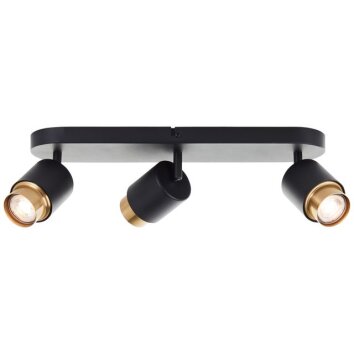 Brilliant Deckenspot Covelo, 3 schwenkbare Köpfe, goldene Ringe, 3000 Kelvin warmweiß