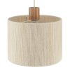 Brilliant Pendelleuchte Arlo mit 3 zylindrischen beigen Stoffschirmen und Holzdetails