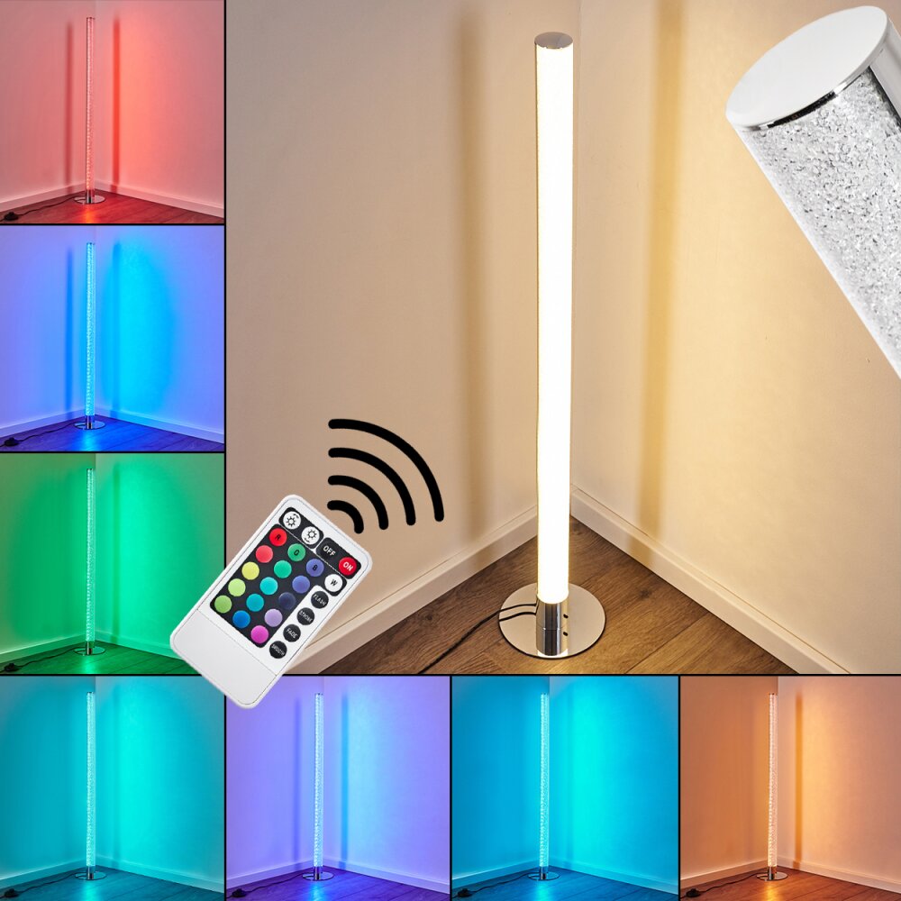 Flaut Stehleuchte LED Chrom, 1-flammig, Fernbedienung, Farbwechsler main product photo