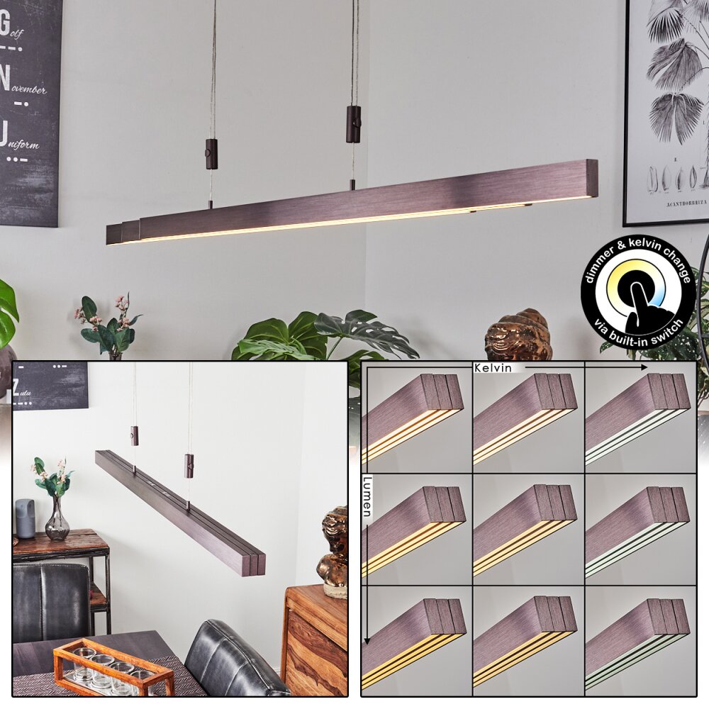 Airolo Pendelleuchte LED Braun, 3-flammig main product photo