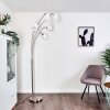 Alsen Bogenstehlampe Nickel-Matt, 5-flammig, Stoffschirm