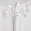 Alsen Bogenstehlampe Nickel-Matt, 5-flammig, Stoffschirm