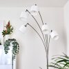 Alsen Bogenstehlampe Nickel-Matt, 5-flammig, Stoffschirm