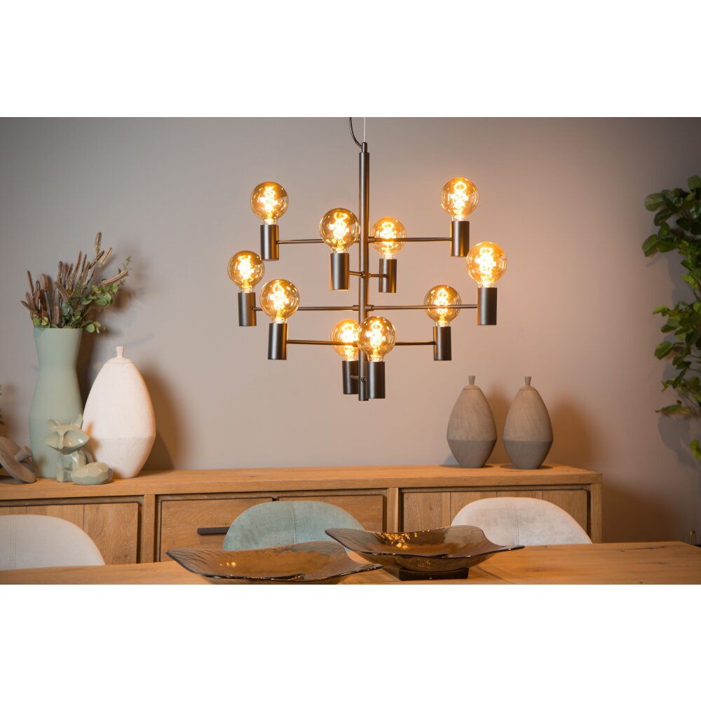 Lucide LEANNE Pendelleuchte Schwarz, 10-flammig main product photo