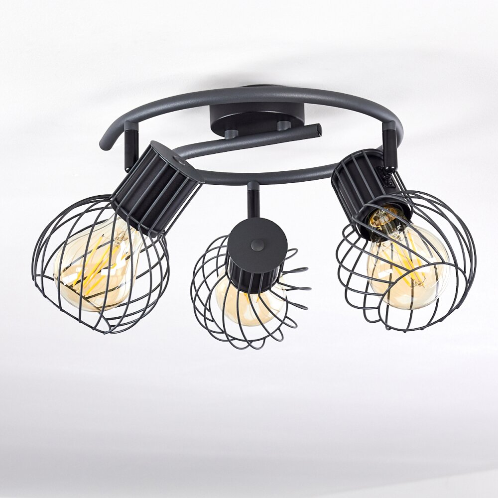 Kenia Deckenleuchte Grau, Schwarz, 3-flammig