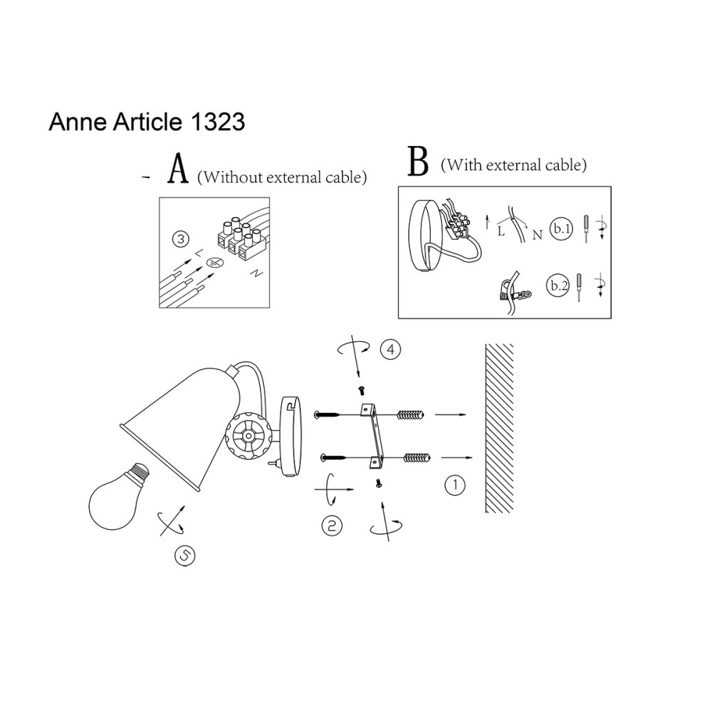 Anne Lighting ANNE Wandleuchten Schwarz, 1-flammig