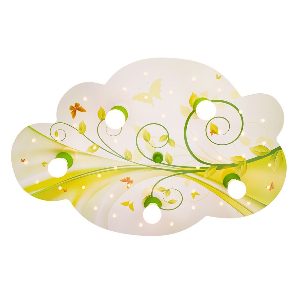 Elobra WOLKE BLUME-PHANTASIE Wand-/Deckenleuchte Gelb, Grün, 5-flammig main product photo