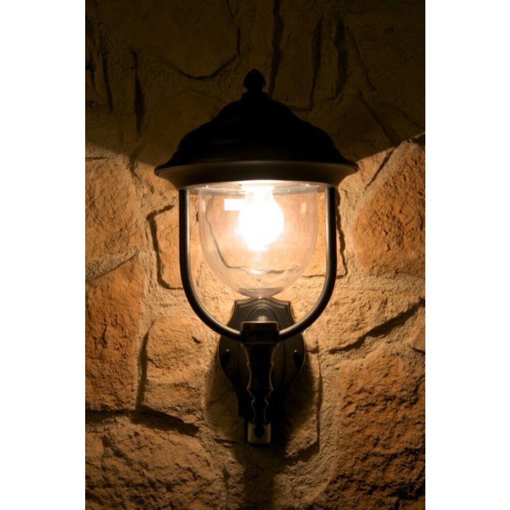 Konstsmide PARMA Außenwandleuchte Schwarz, Transparent, Klar, 1-flammig, Bewegungsmelder